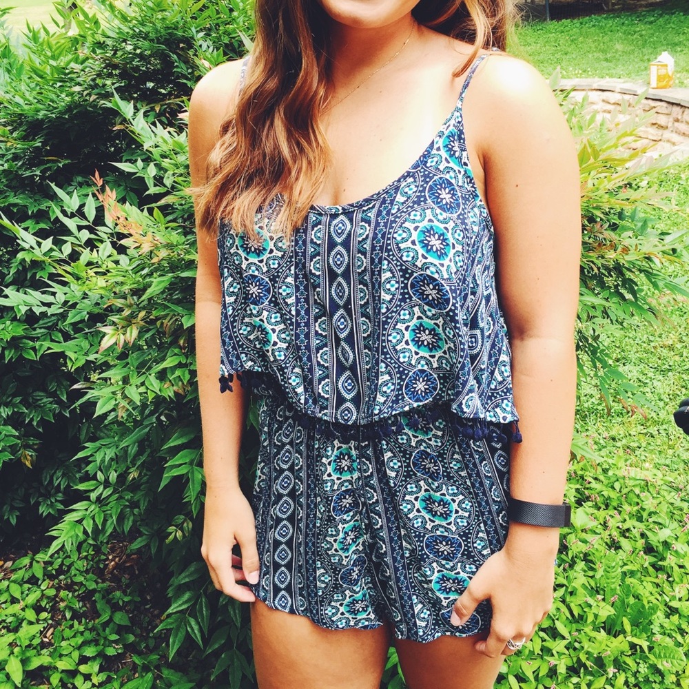 LA Hearts Blue Romper
